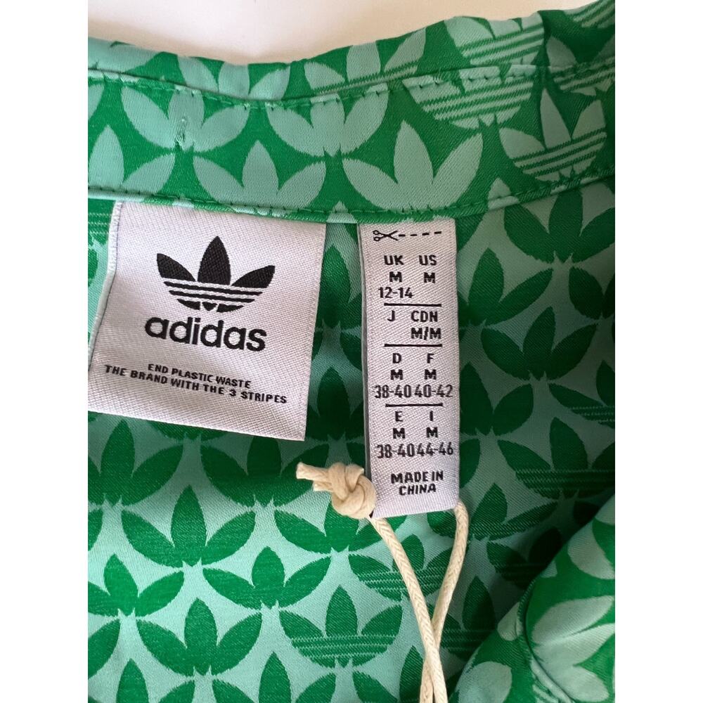 Adidas Adicolor 70s Satin Shirt IK7880 Green Women's Size M New - Picture 4 of 12